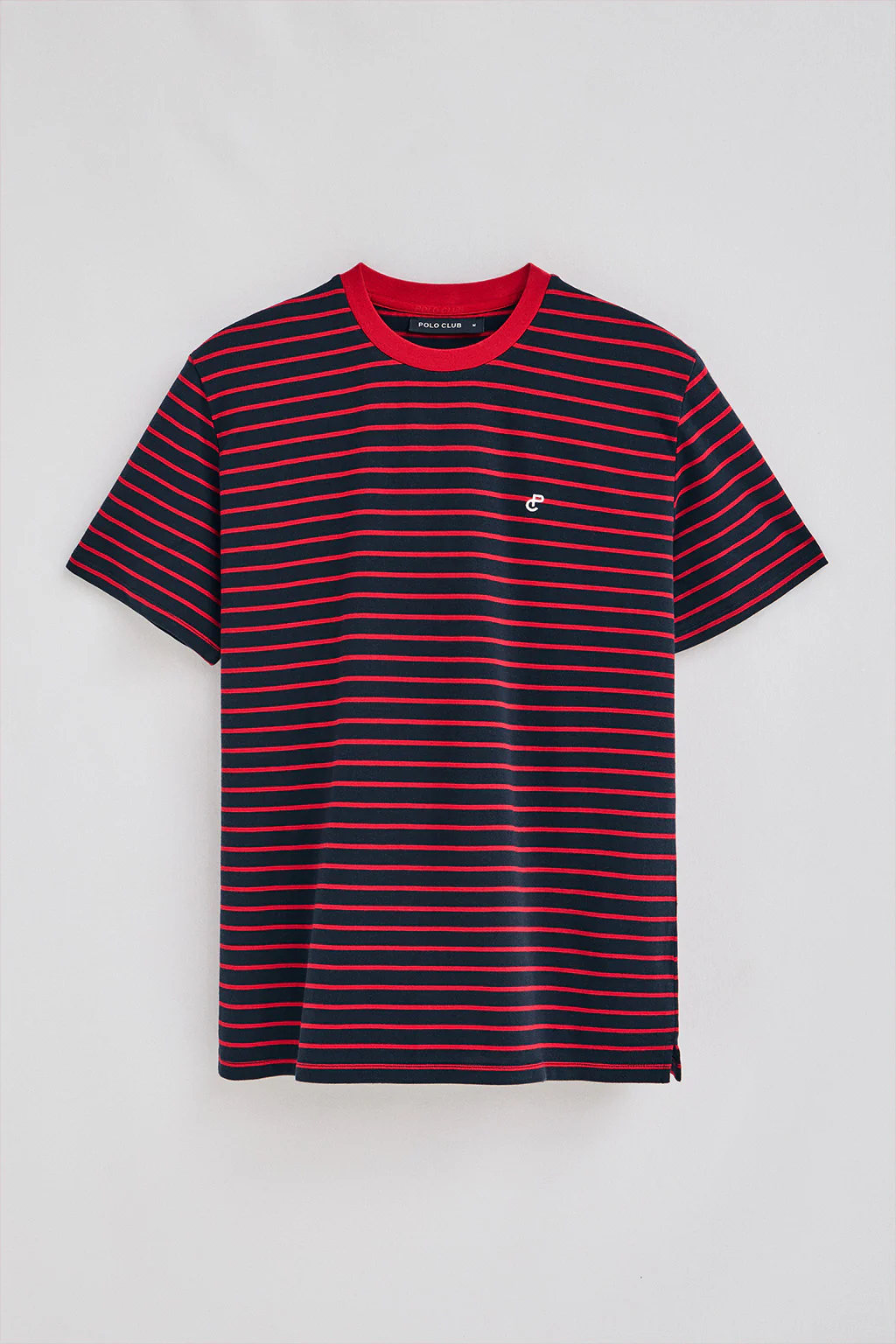 Navy-blue and red striped T-shirt with embroidered monogram - Image 9