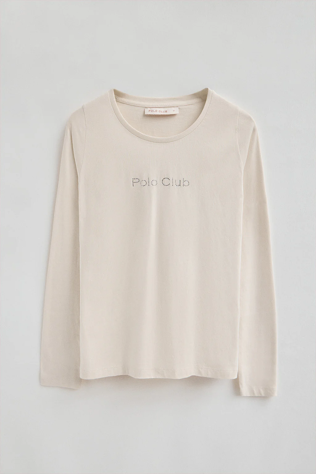 Nude long-sleeve T-shirt with Polo Club rhinestones - Image 5
