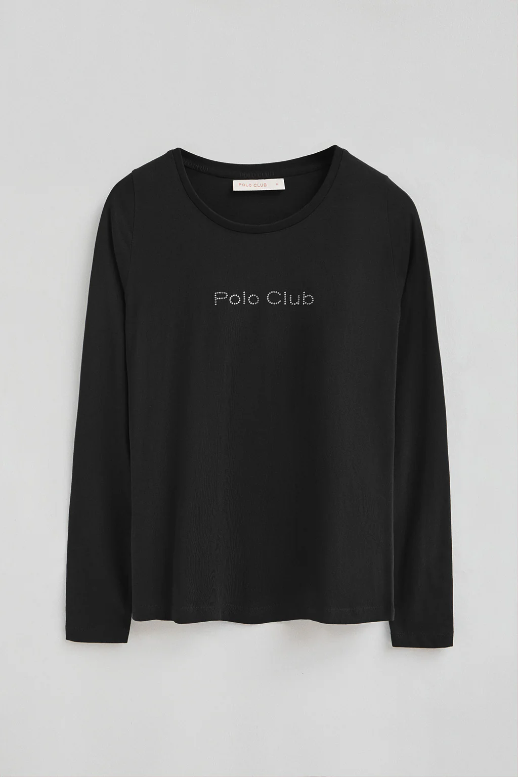 Black long-sleeve T-shirt with Polo Club rhinestones - Image 9