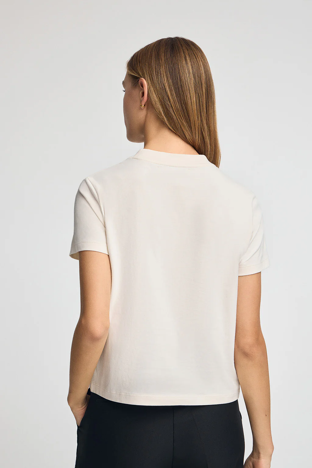 Nude short-sleeve boxy-fit T-shirt with Polo Club rhinestone logo - Image 5
