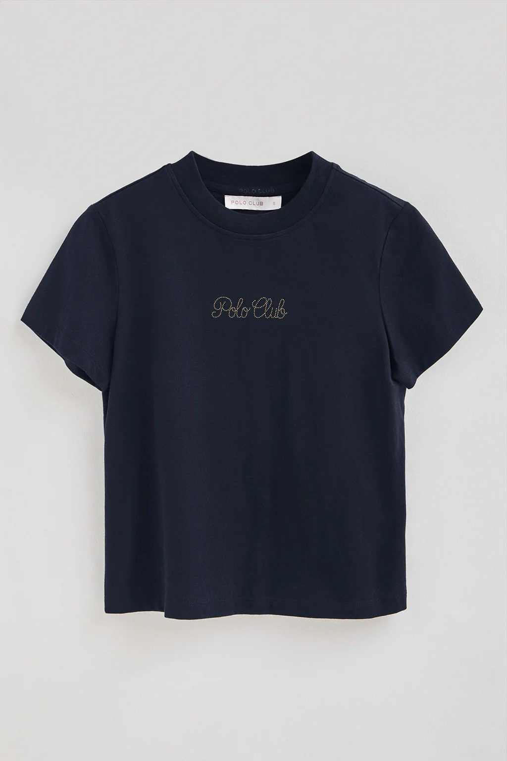 Navy-blue short-sleeve boxy-fit T-shirt with Polo Club rhinestone logo - Image 6