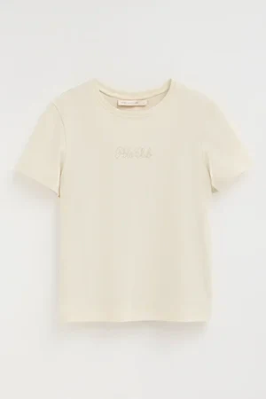 Cream short-sleeve T-shirt with Polo Club rhinestones - Image 10