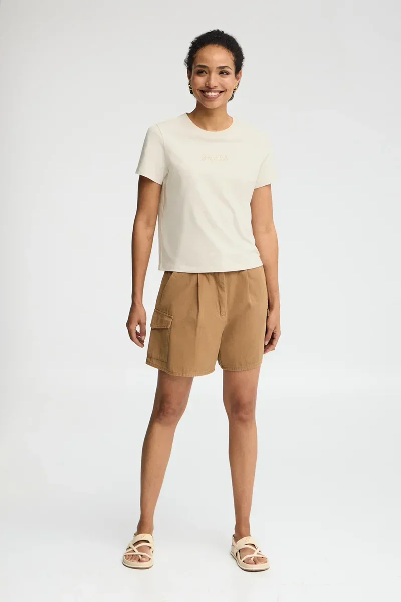 Cream short-sleeve T-shirt with Polo Club rhinestones - Image 3
