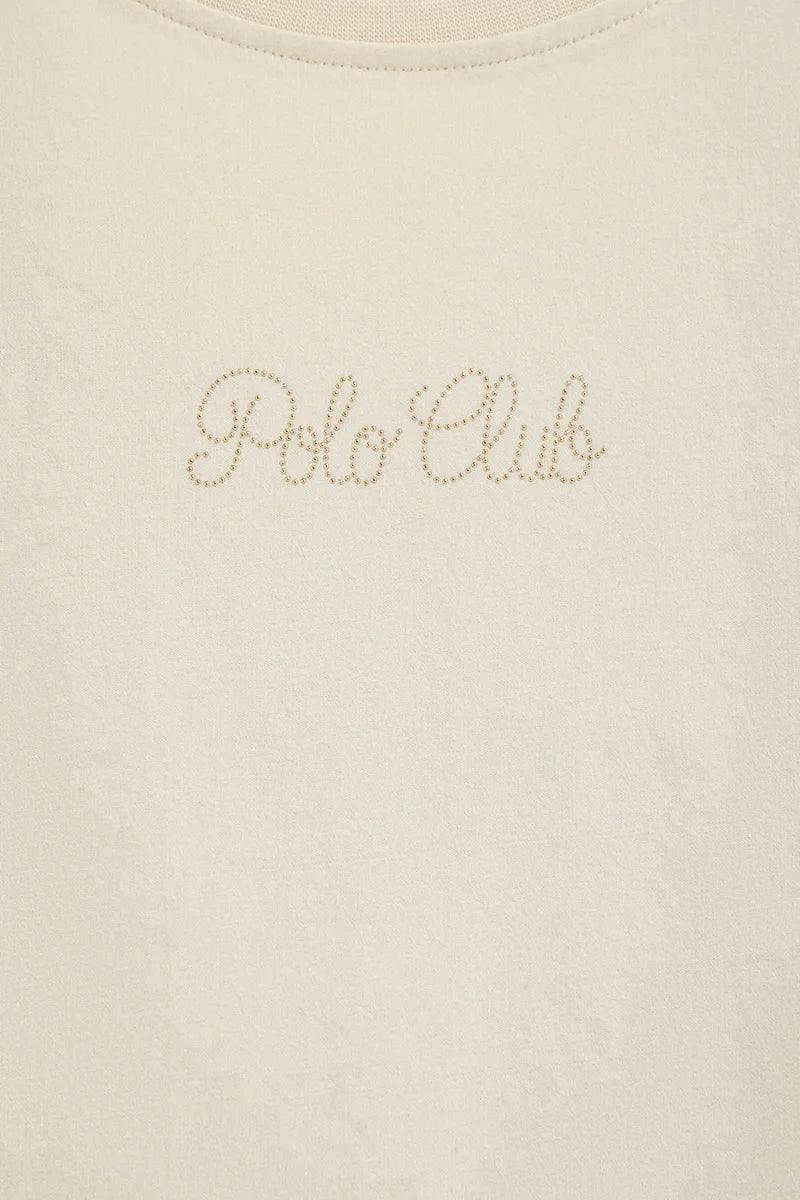 Cream short-sleeve T-shirt with Polo Club rhinestones - Image 7