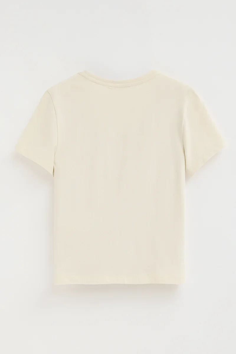 Cream short-sleeve T-shirt with Polo Club rhinestones - Image 8