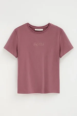 Retro-pink short-sleeve T-shirt with Polo Club rhinestones - Image 10