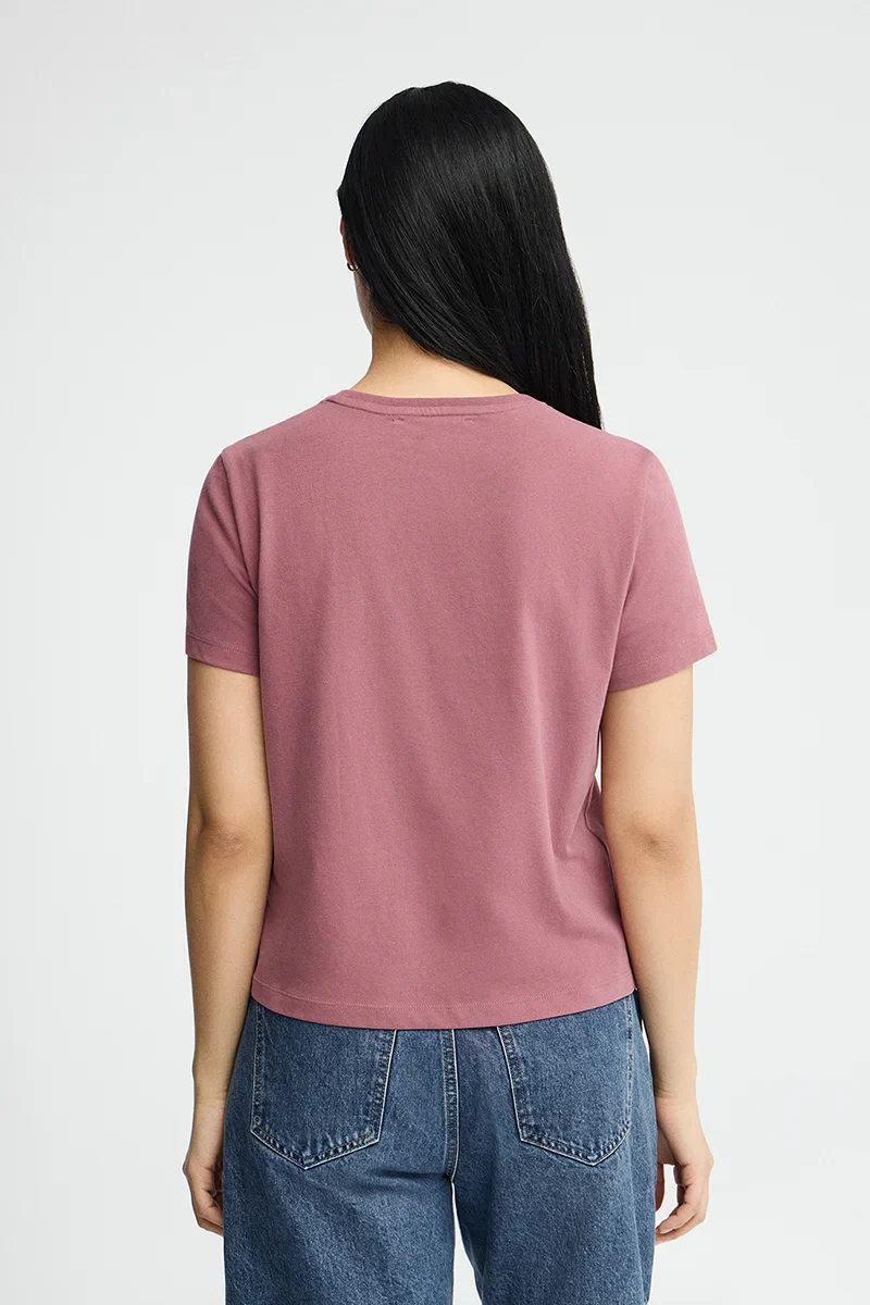Retro-pink short-sleeve T-shirt with Polo Club rhinestones - Image 4