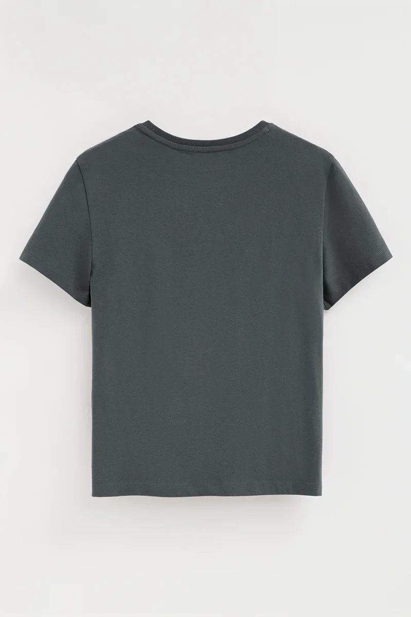 Stone-grey short-sleeve T-shirt with Polo Club rhinestones - Image 8