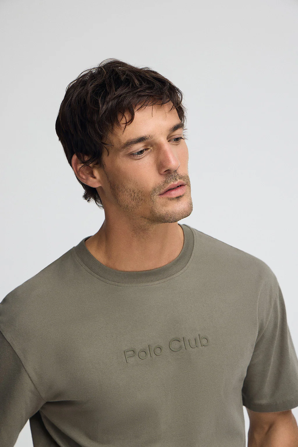 Army-green short-sleeve T-shirt with Polo Club rubber logo - Image 3