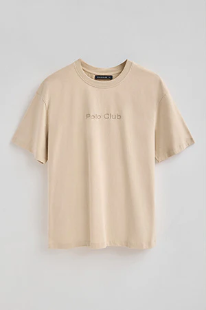 Beige short-sleeve T-shirt with Polo Club rubber logo - Image 10