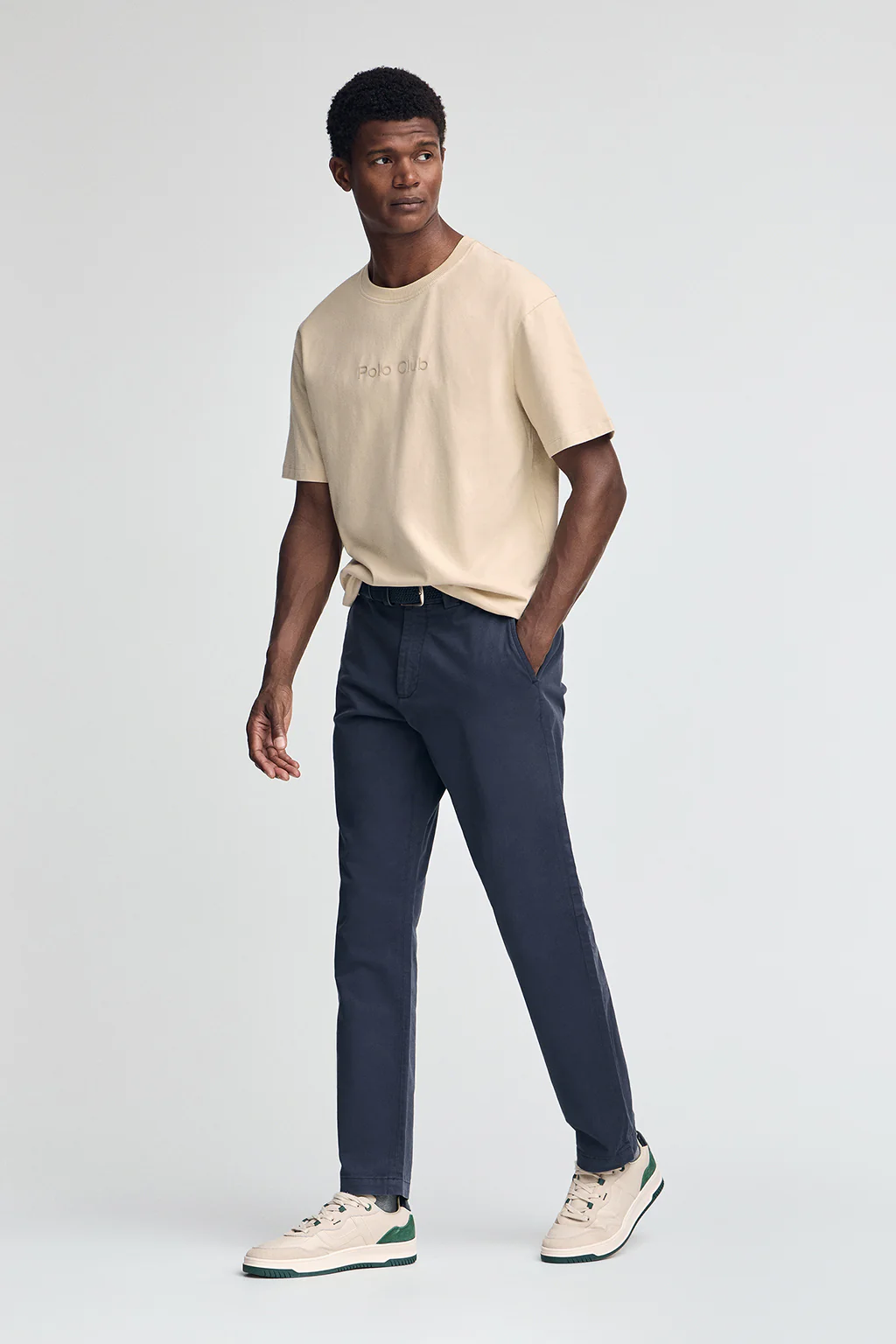 Beige short-sleeve T-shirt with Polo Club rubber logo - Image 3