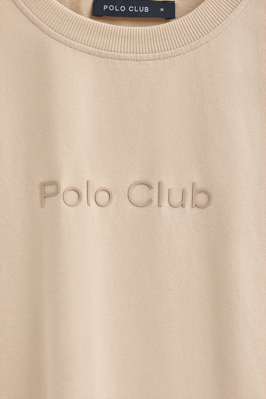 Beige short-sleeve T-shirt with Polo Club rubber logo - Image 7
