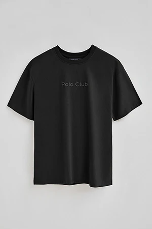 Black short-sleeve T-shirt with Polo Club rubber logo - Image 8