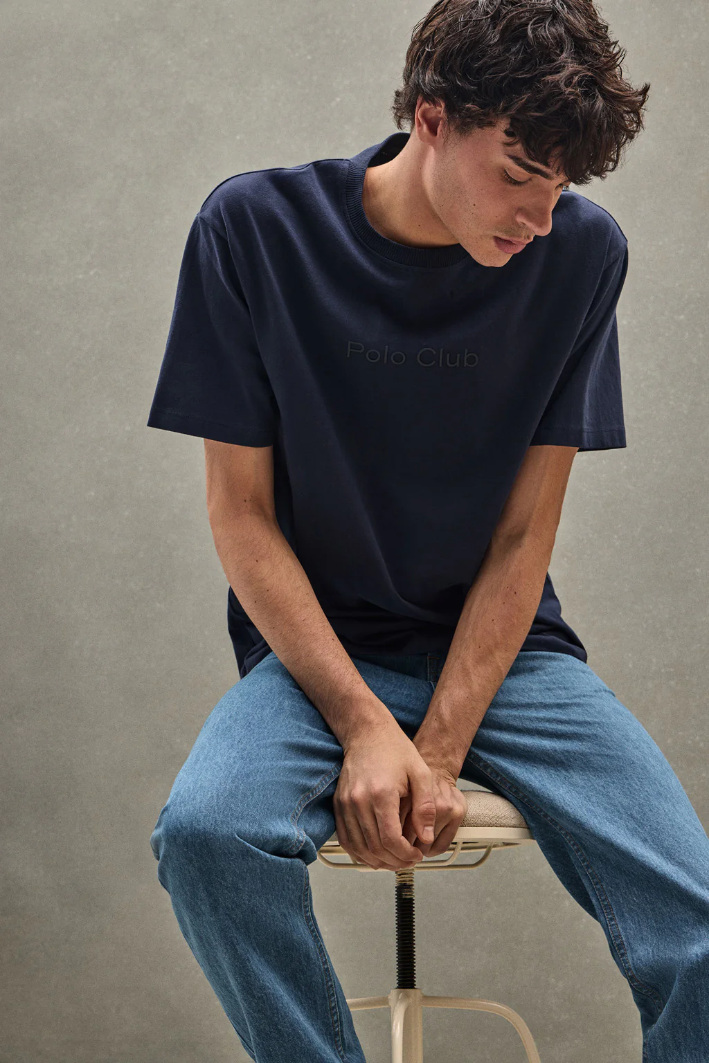 Navy-blue short-sleeve T-shirt with Polo Club rubber logo - Image 3