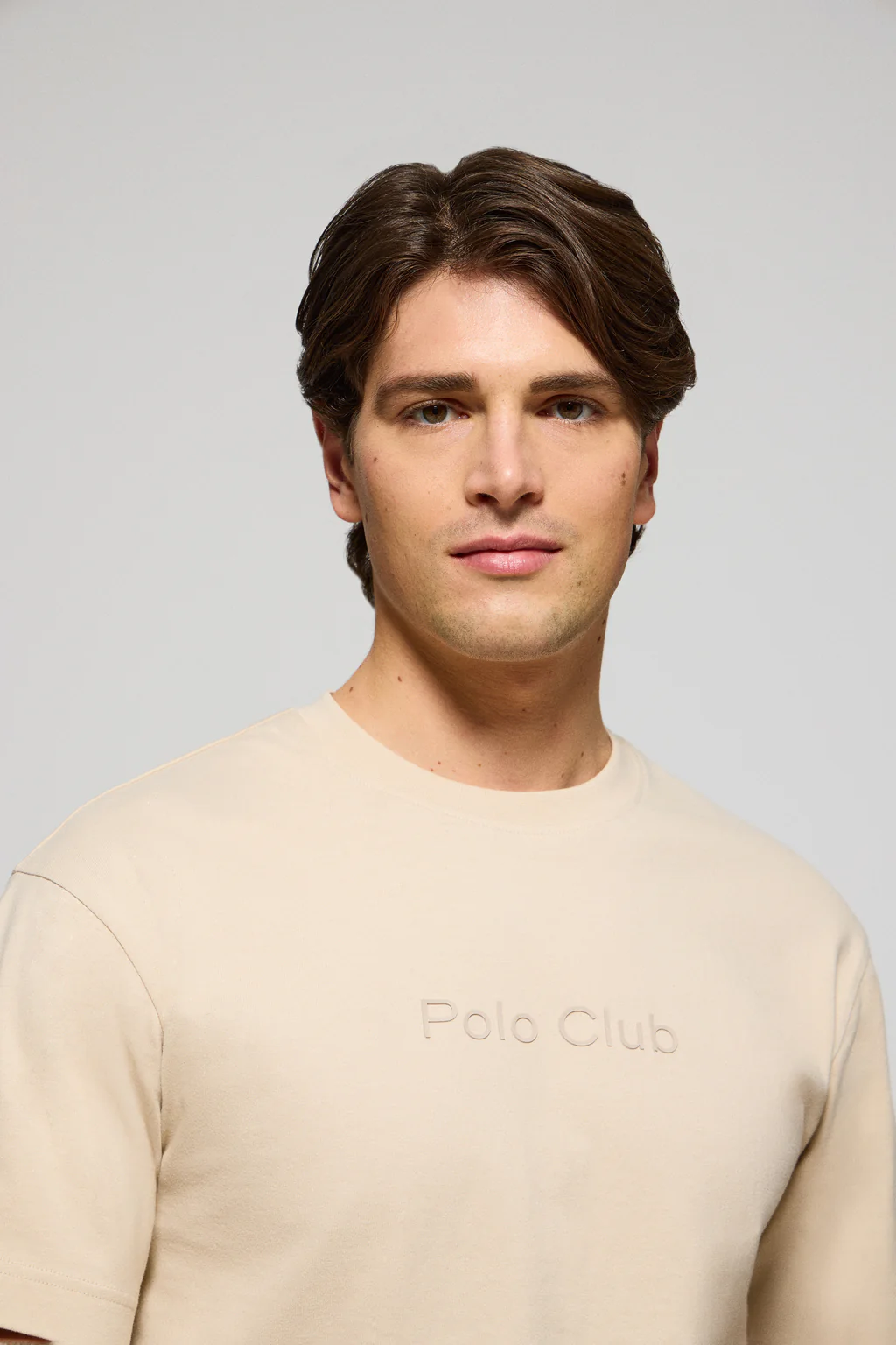 Beige round-neck short-sleeve tee with Polo Club logo - Image 3