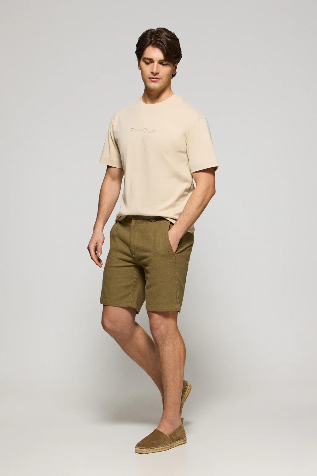 Beige round-neck short-sleeve tee with Polo Club logo - Image 4