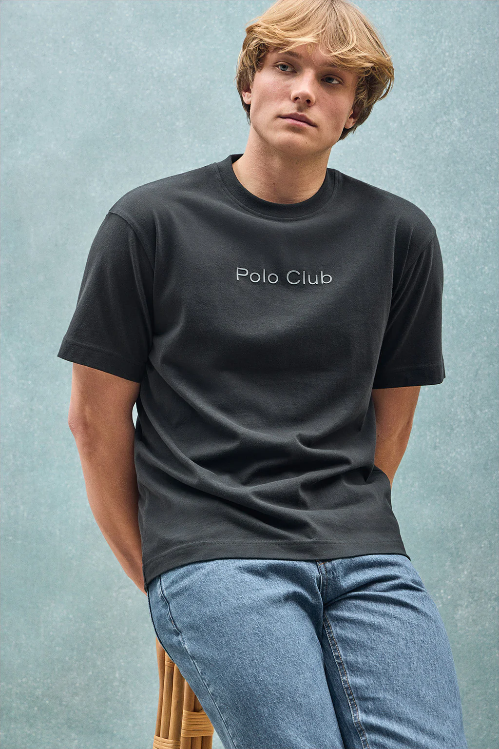 Black round-neck short-sleeve tee with Polo Club logo - Image 5