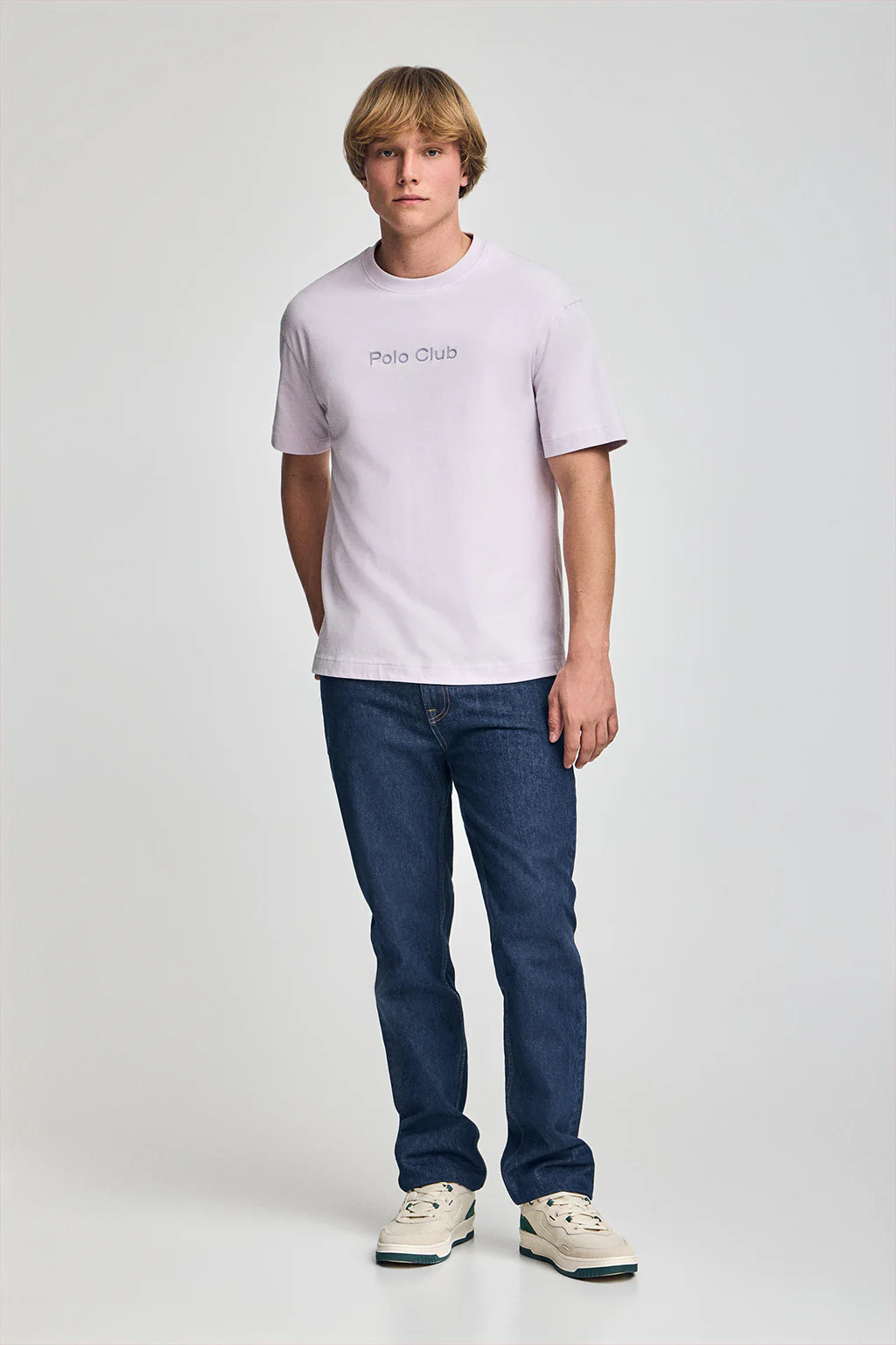 Lavender round-neck short-sleeve tee with Polo Club logo - Image 4