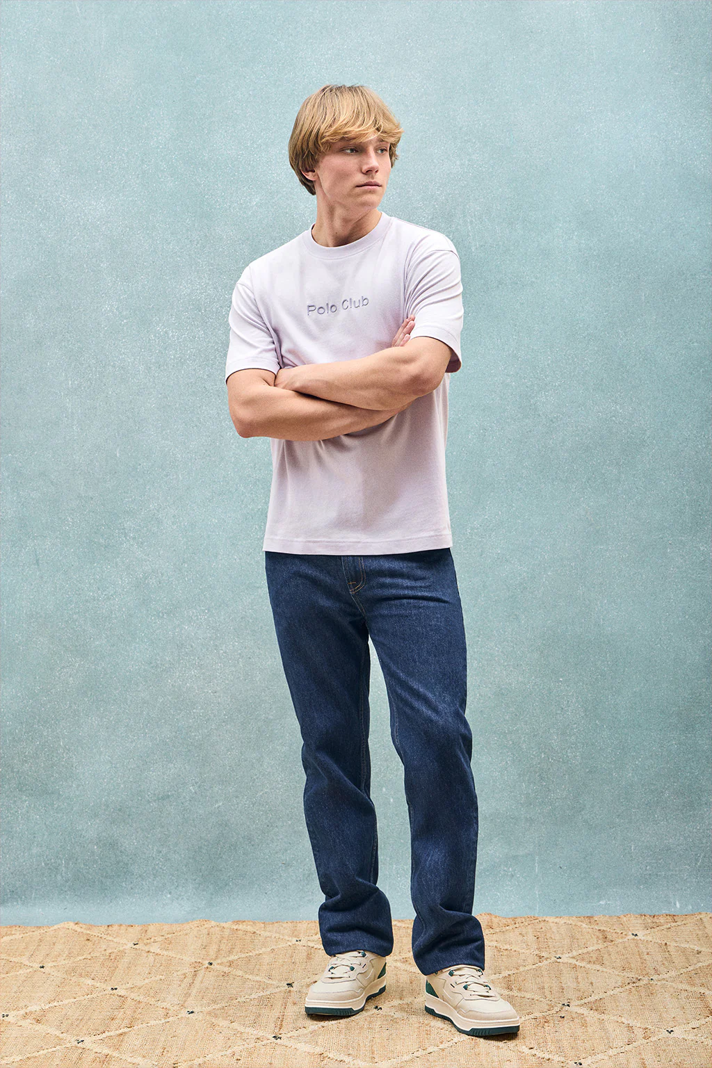 Lavender round-neck short-sleeve tee with Polo Club logo - Image 5