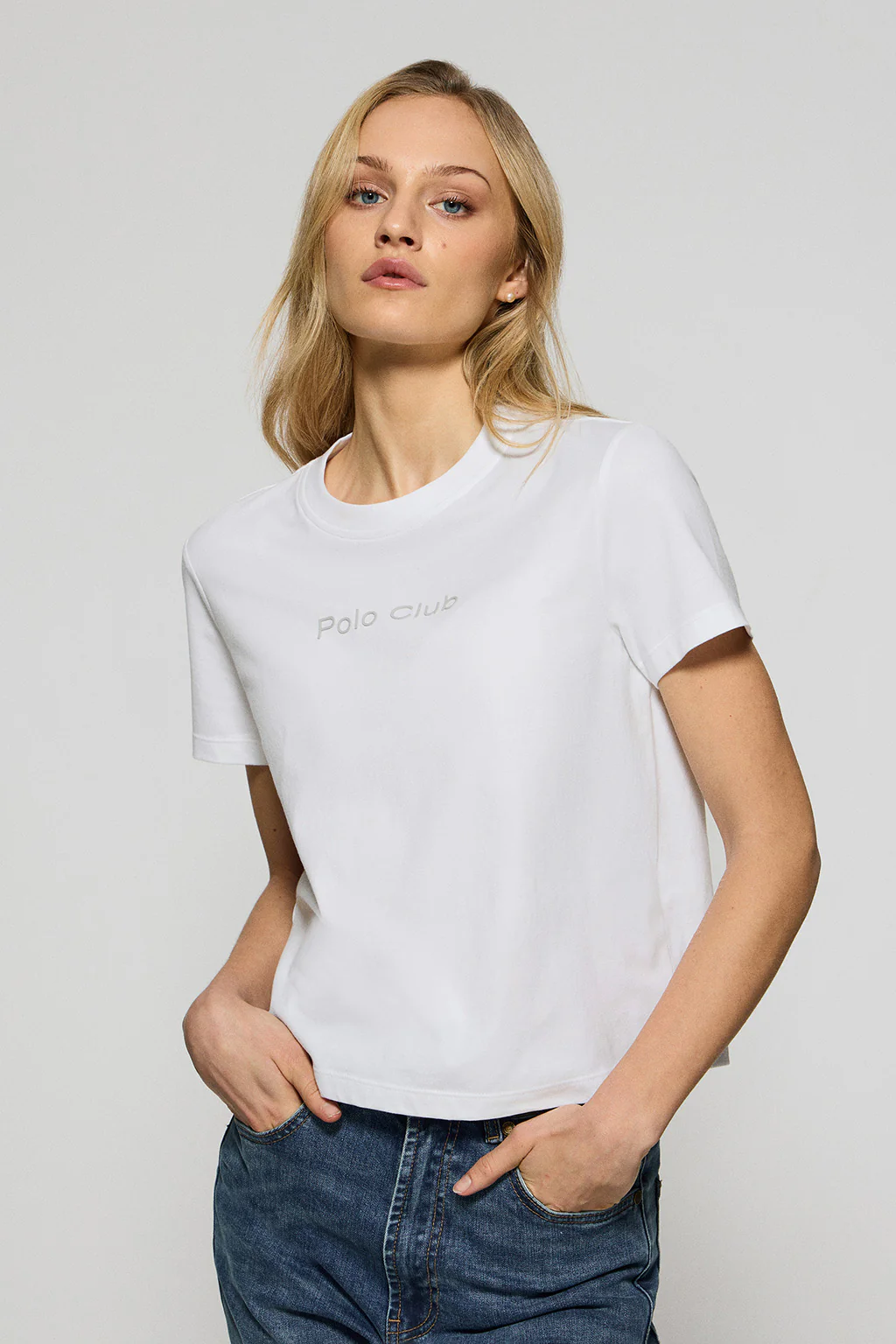 White T-shirt Tori with Polo Club Minimal Combo logo