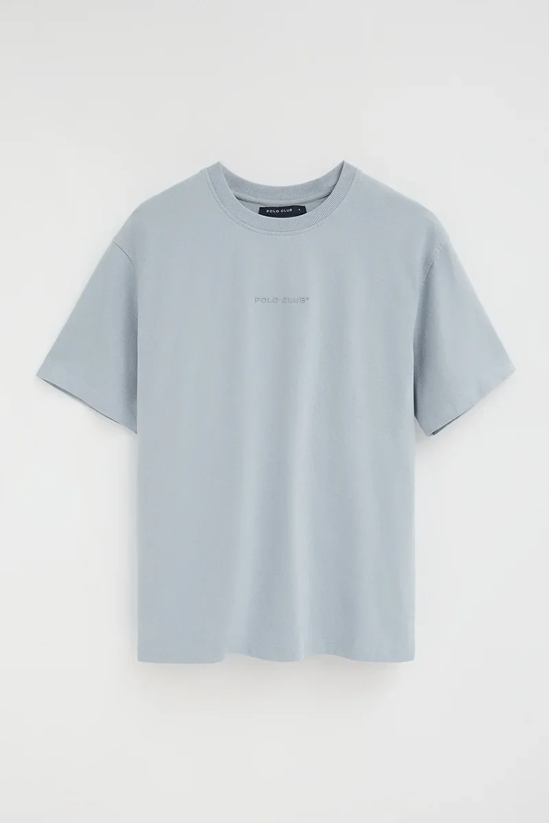 Light-blue relaxed-fit T-shirt with Polo Club rubberised logo - Image 9