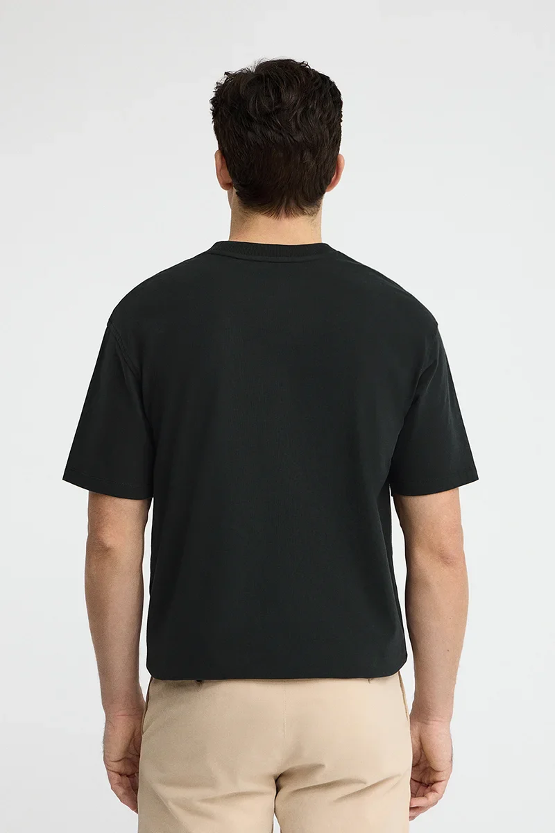 Black relaxed-fit T-shirt with Polo Club rubberised logo - Image 5