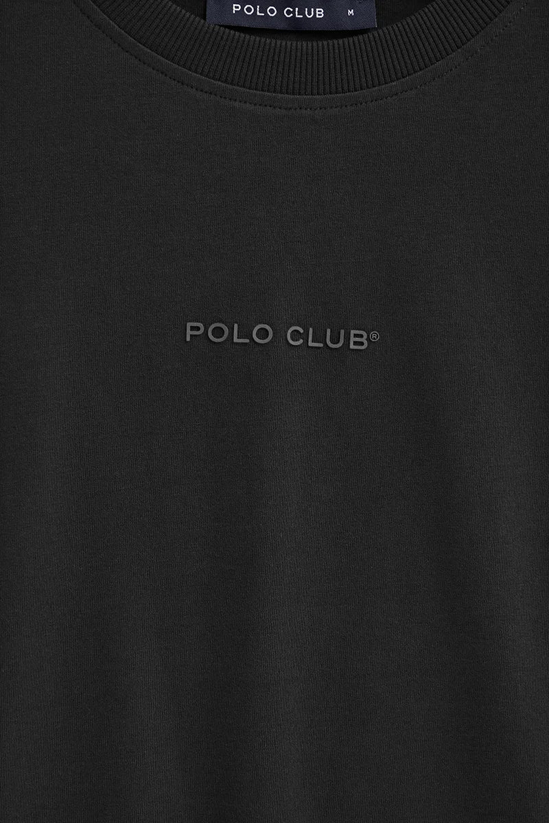 Black relaxed-fit T-shirt with Polo Club rubberised logo - Image 7