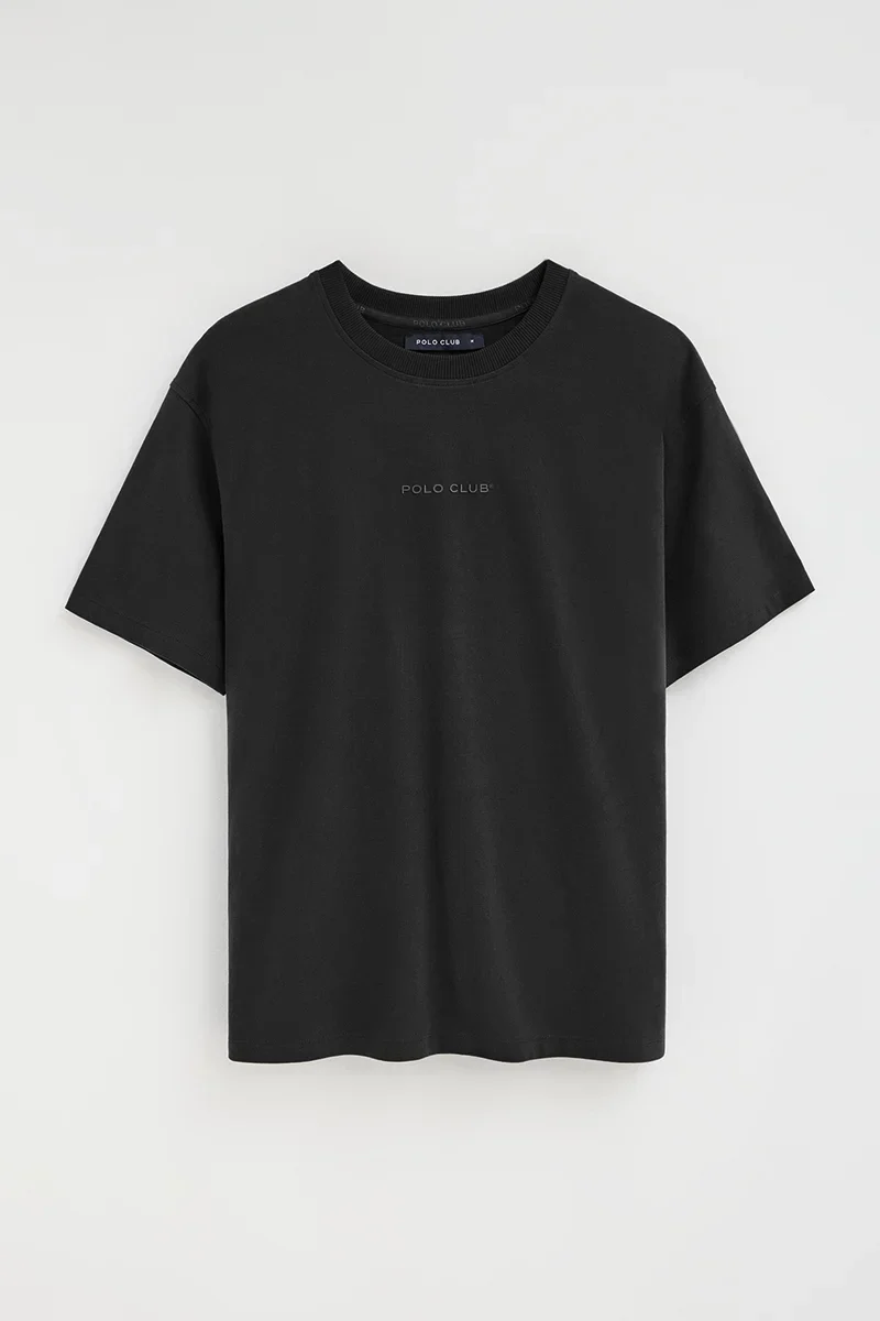 Black relaxed-fit T-shirt with Polo Club rubberised logo - Image 9
