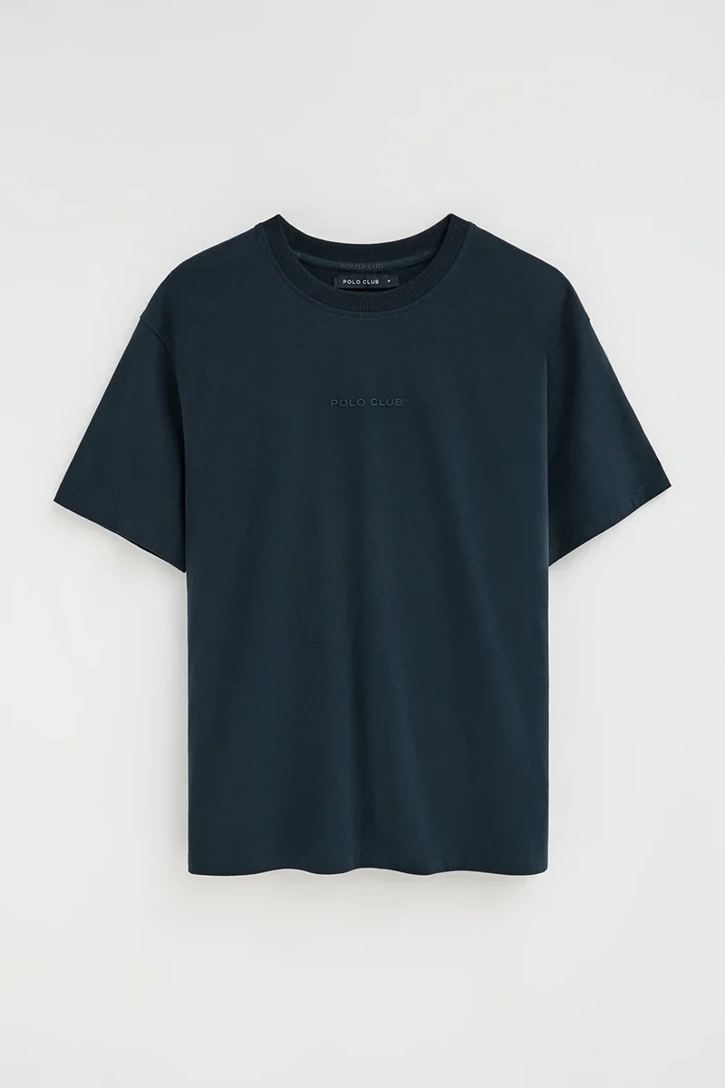 Navy-blue relaxed-fit T-shirt with Polo Club rubberised logo - Image 6