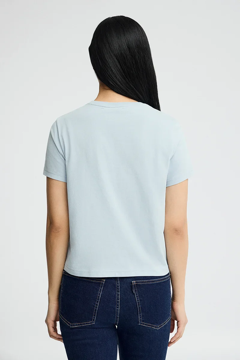 Light-blue short-sleeve T-shirt with straight fit and Polo Club rubberised logo - Image 5