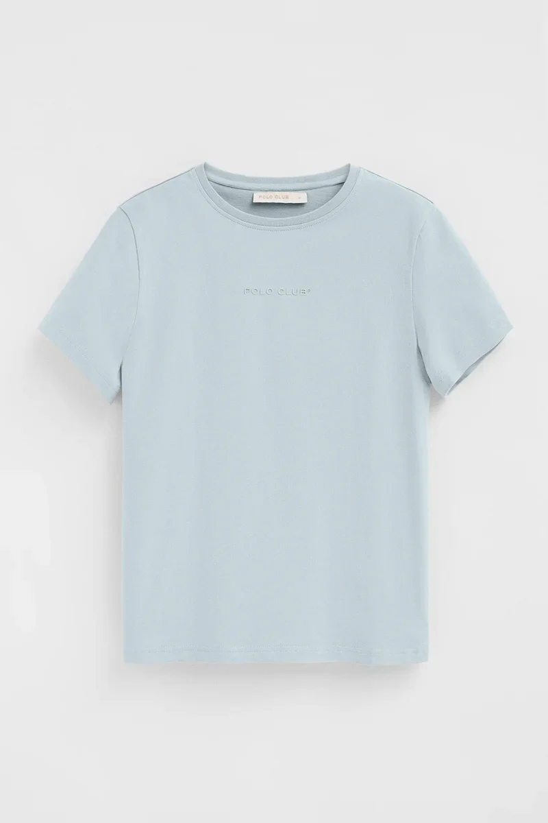 Light-blue short-sleeve T-shirt with straight fit and Polo Club rubberised logo - Image 6
