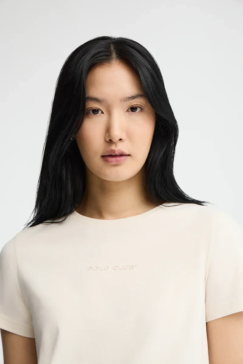 Nude short-sleeve T-shirt with straight fit and Polo Club rubberised logo - Image 3