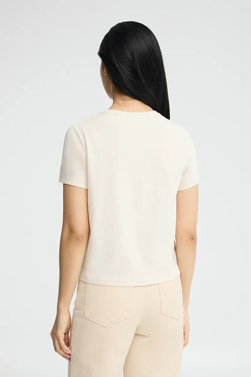 Nude short-sleeve T-shirt with straight fit and Polo Club rubberised logo - Image 5