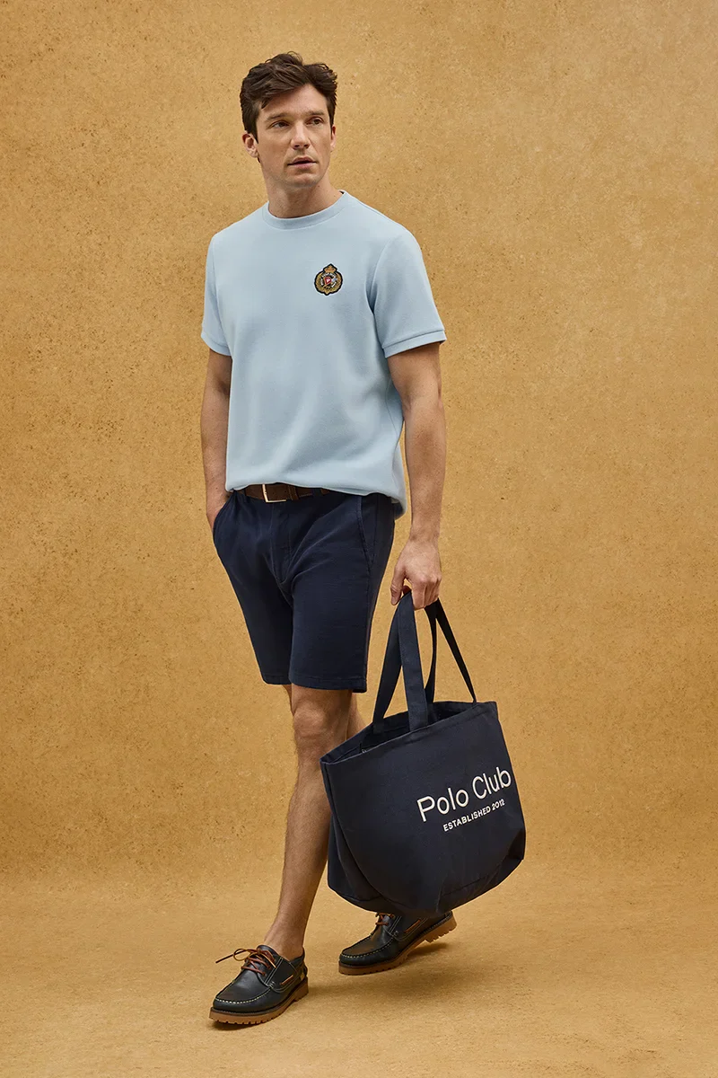 Light-blue short-sleeve T-shirt with Polo Club nautical logo