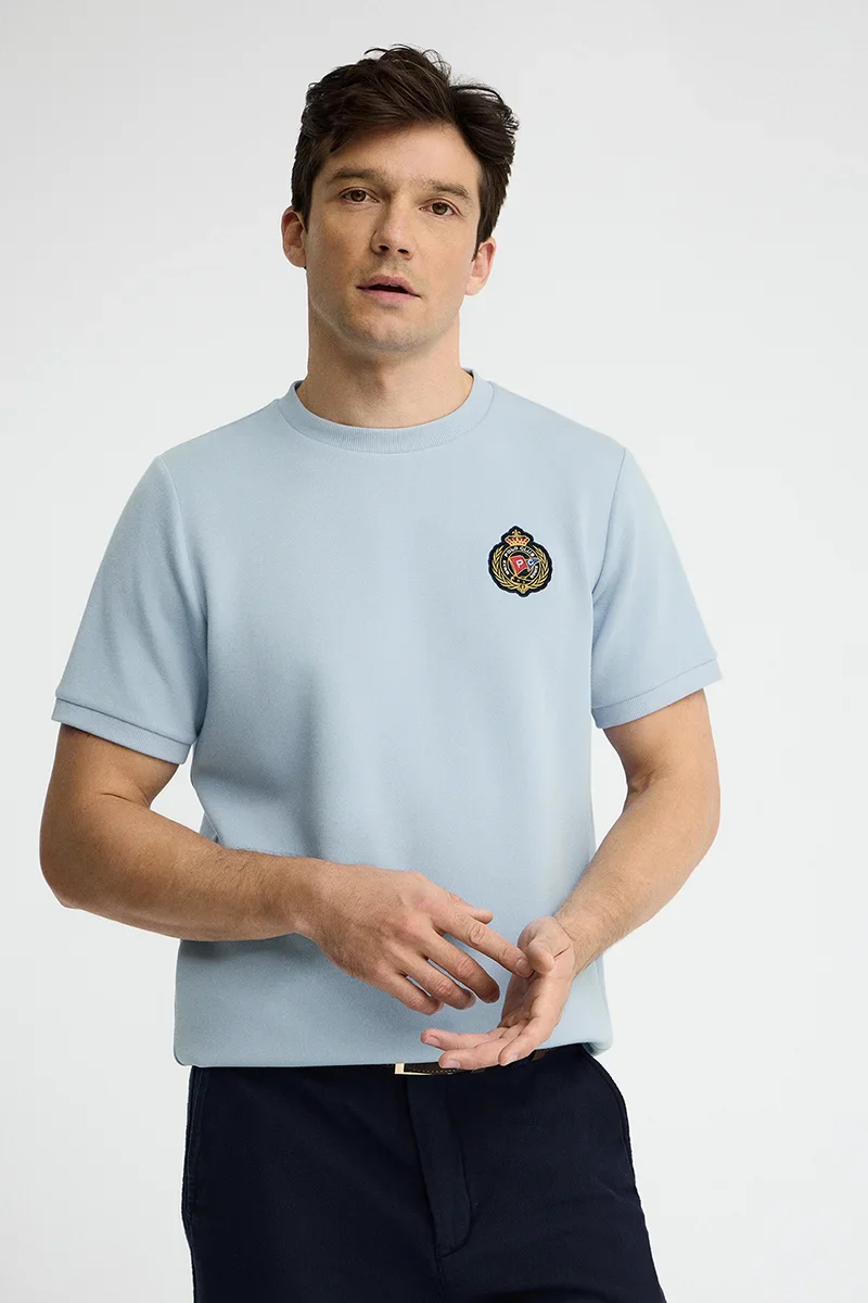 Light-blue short-sleeve T-shirt with Polo Club nautical logo - Image 2