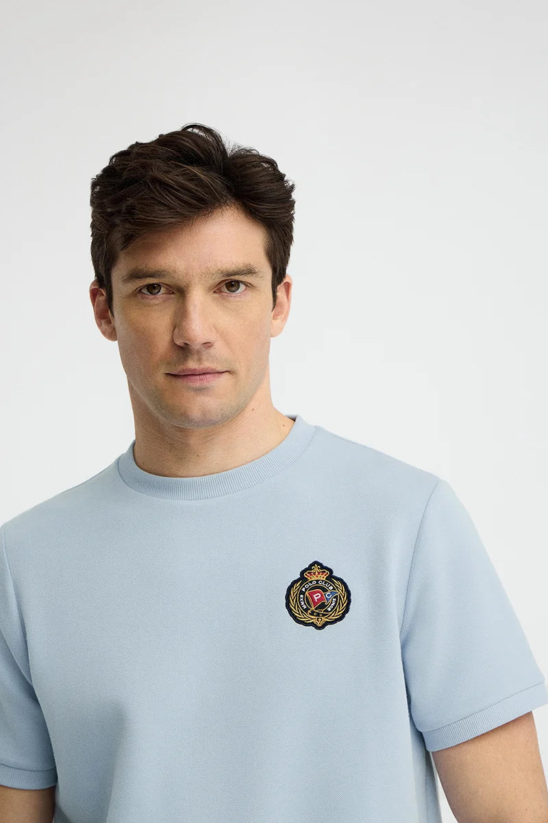 Light-blue short-sleeve T-shirt with Polo Club nautical logo - Image 3