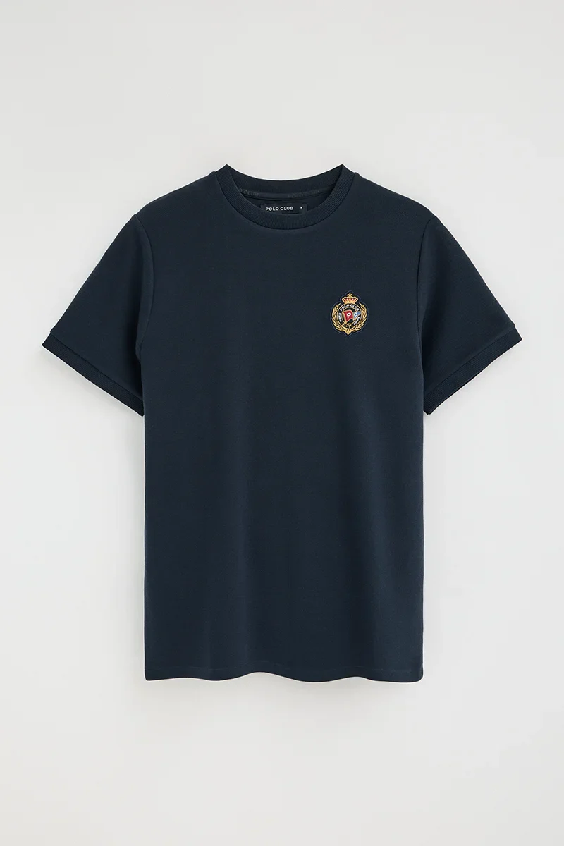 Navy-blue short-sleeve T-shirt with Polo Club nautical logo - Image 10
