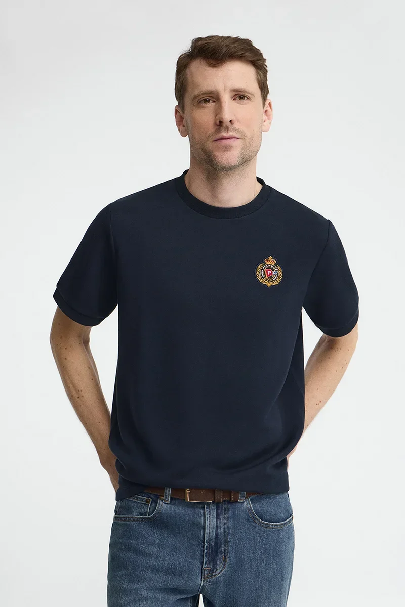 Navy-blue short-sleeve T-shirt with Polo Club nautical logo - Image 2
