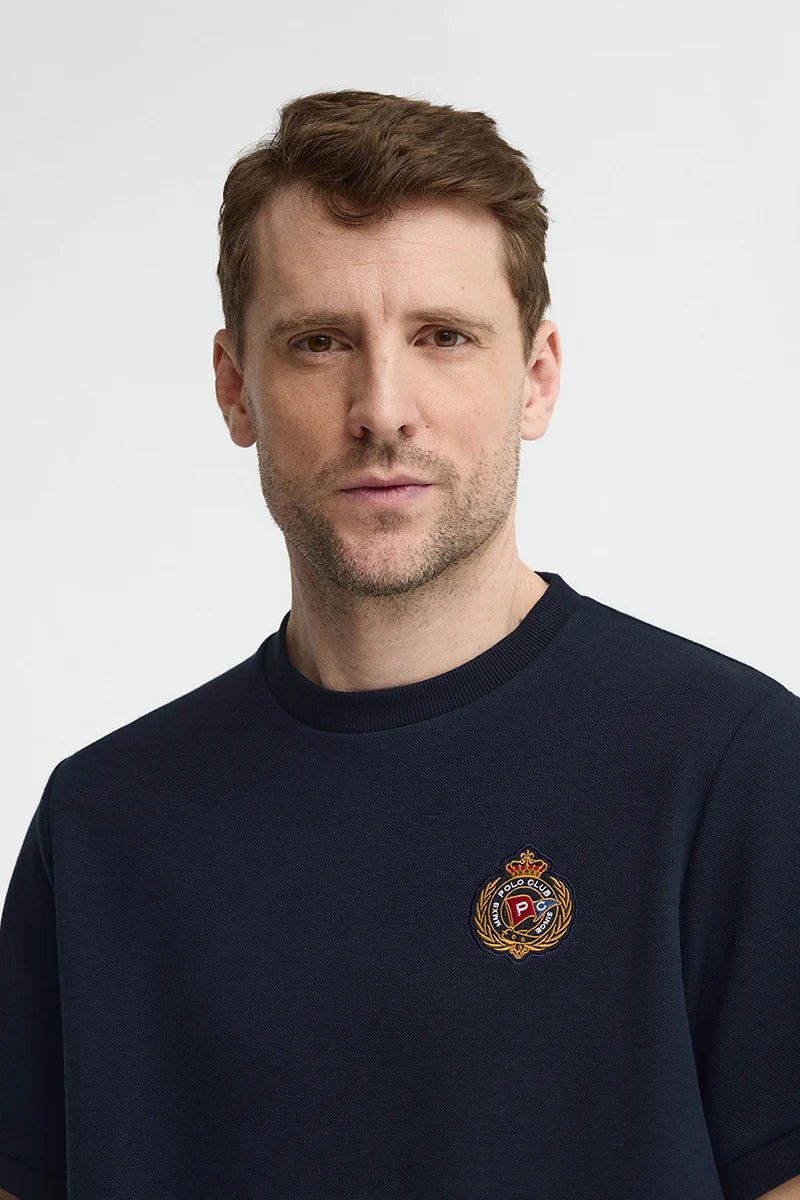 Navy-blue short-sleeve T-shirt with Polo Club nautical logo - Image 3
