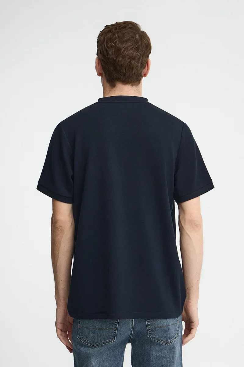 Navy-blue short-sleeve T-shirt with Polo Club nautical logo - Image 5