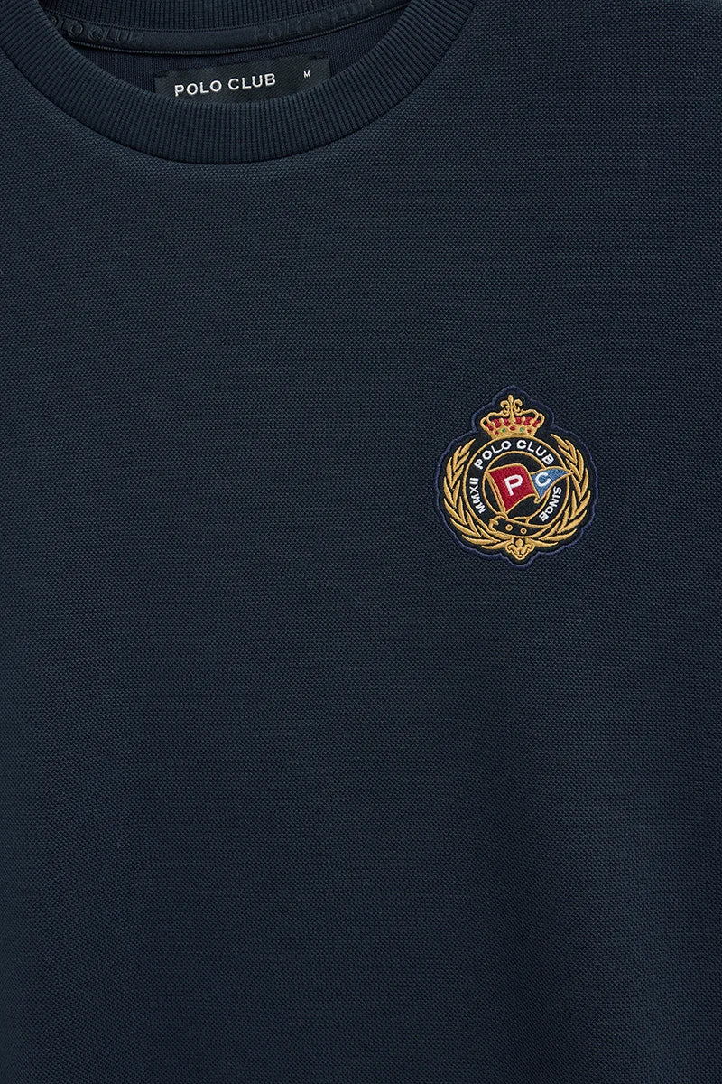 Navy-blue short-sleeve T-shirt with Polo Club nautical logo - Image 7
