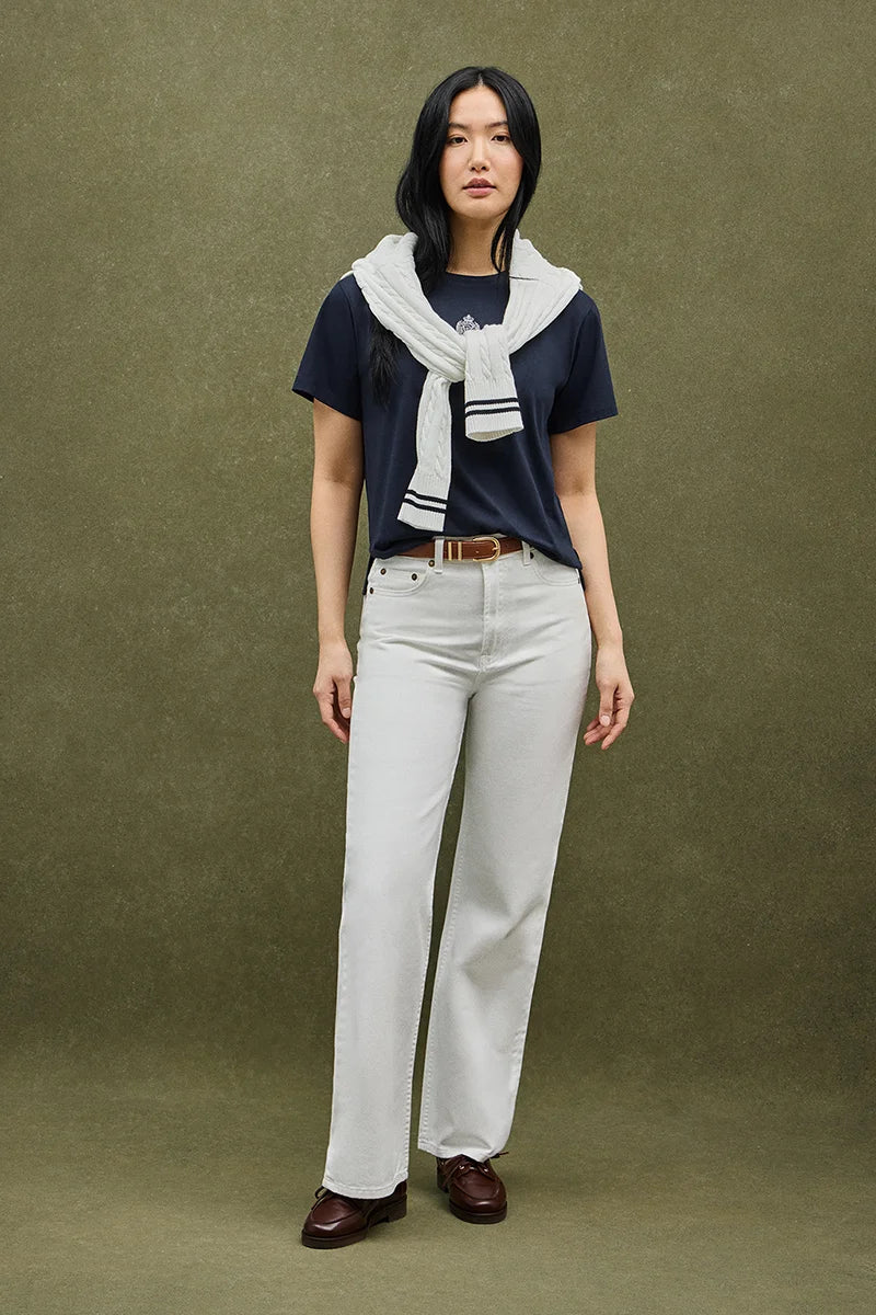 Navy-blue short-sleeve T-shirt with Polo Club nautical embroidery - Image 4