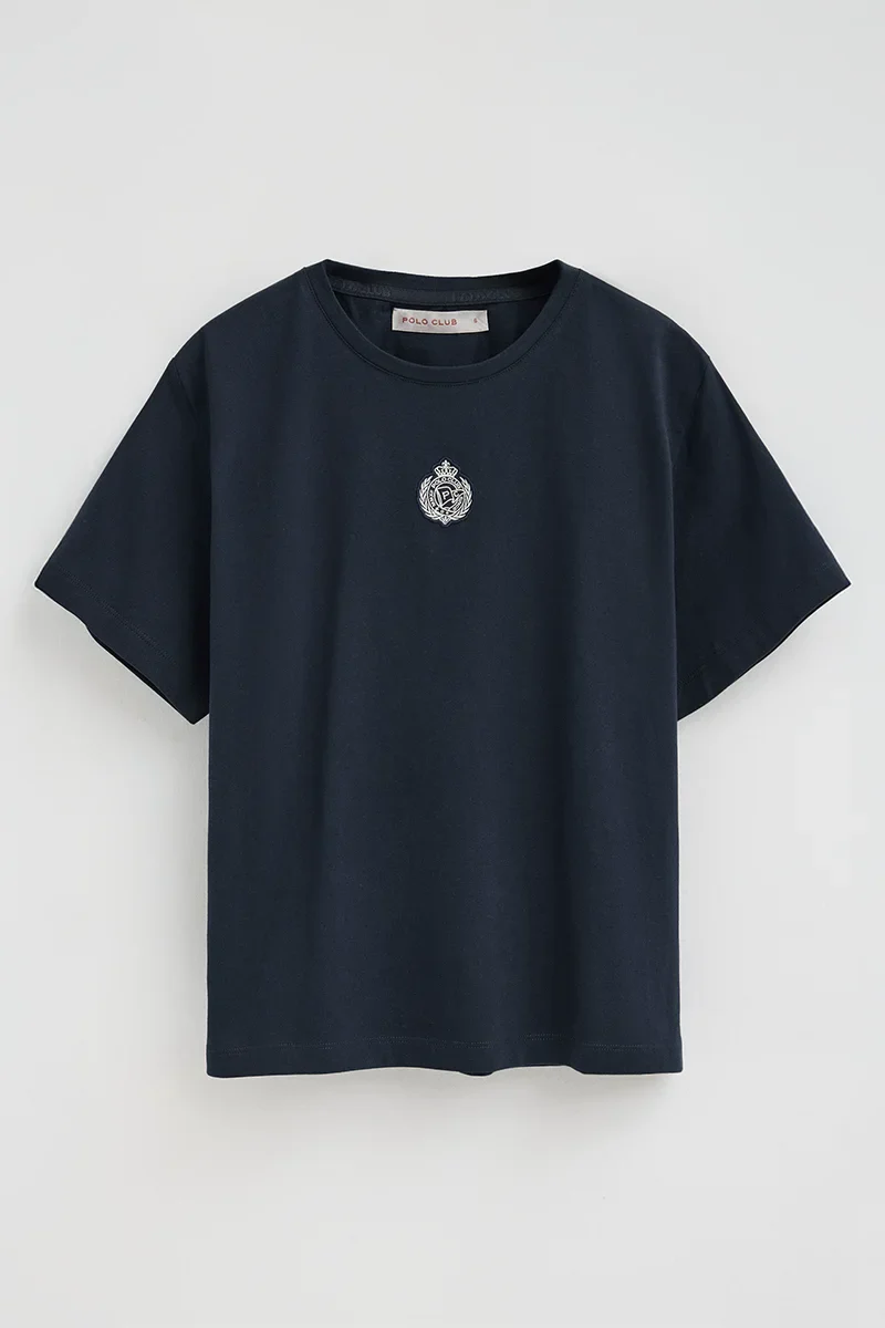 Navy-blue short-sleeve T-shirt with Polo Club nautical embroidery - Image 6