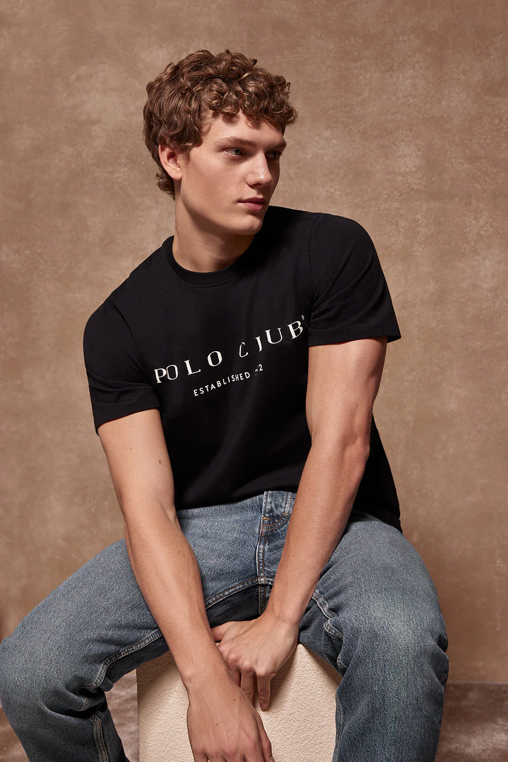 Black basic T-shirt with Polo Club iconic print - Image 4
