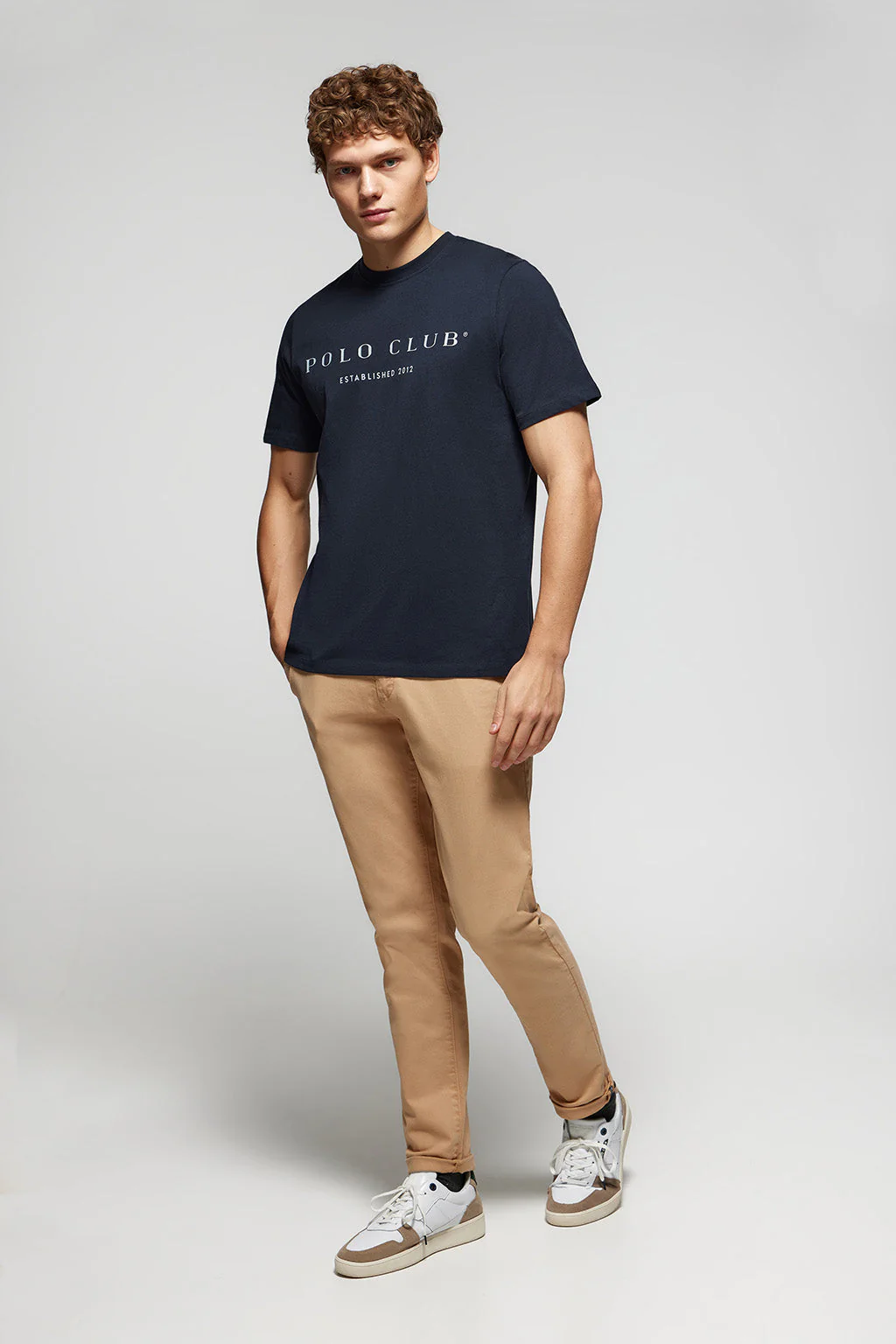 Navy-blue basic T-shirt with Polo Club iconic print - Image 2