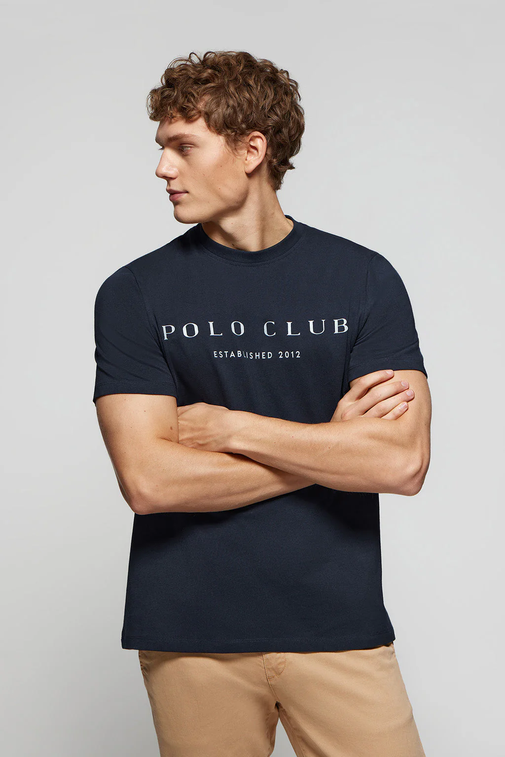 Navy-blue basic T-shirt with Polo Club iconic print - Image 3