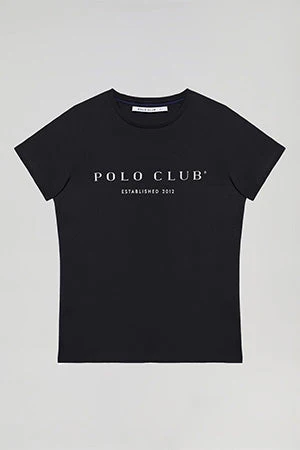 Black T-shirt with Polo Club iconic print - Image 9