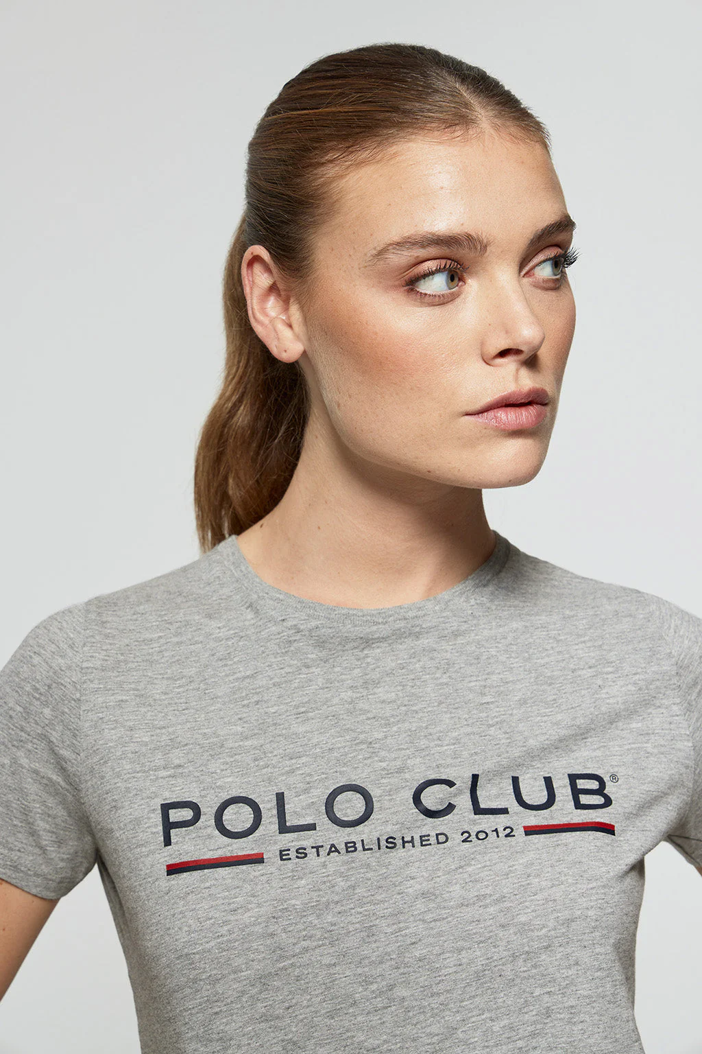 Grey-marl basic T-shirt with chest iconic print
