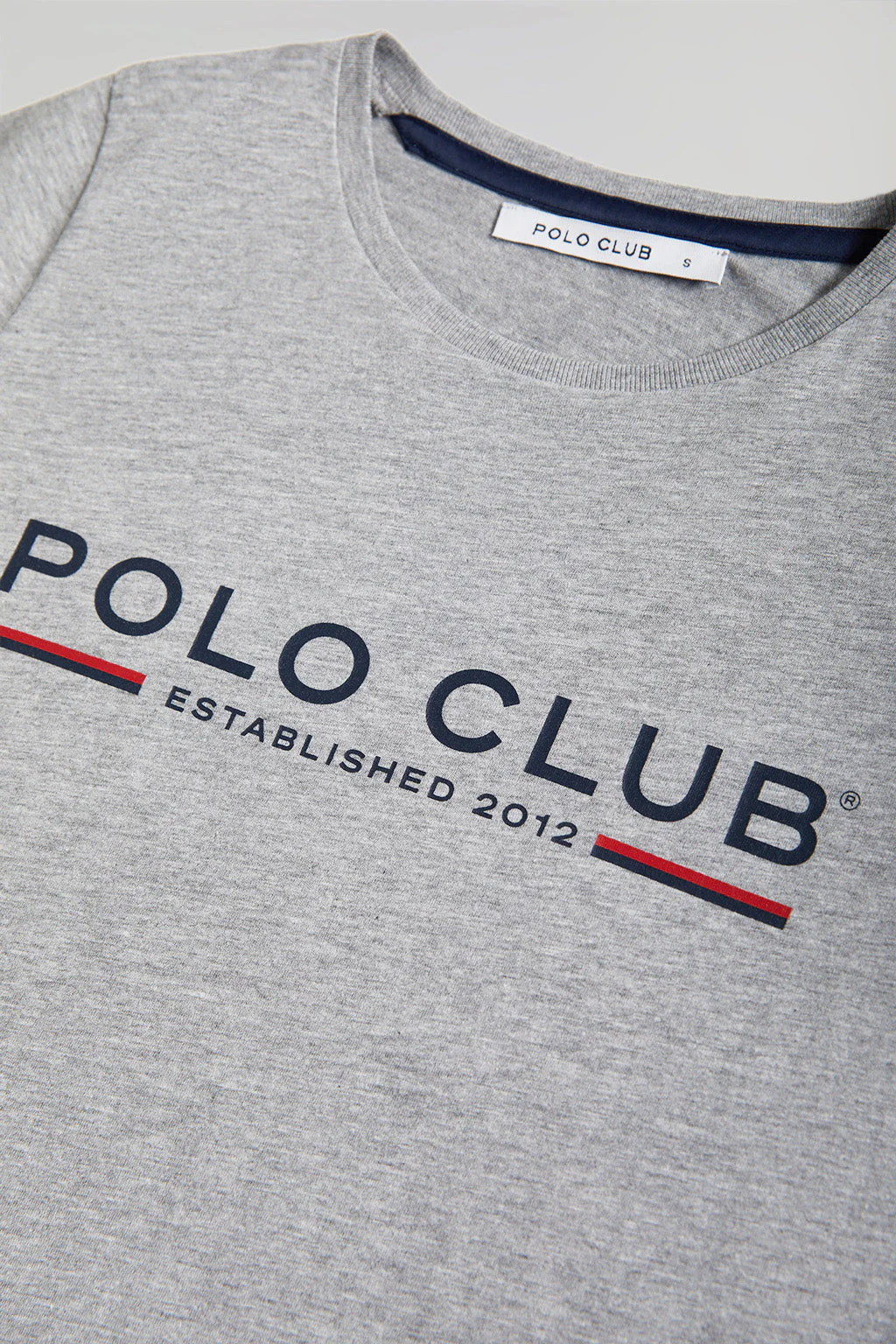 Grey-marl basic T-shirt with chest iconic print - Image 7
