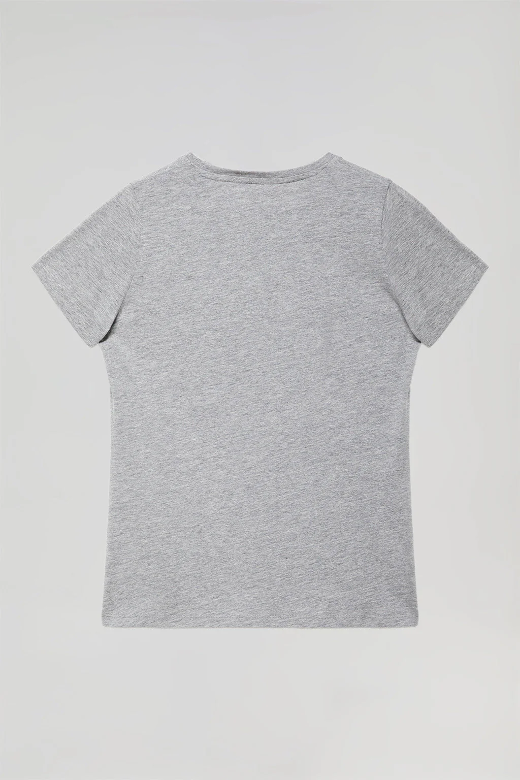 Grey-marl basic T-shirt with chest iconic print - Image 8